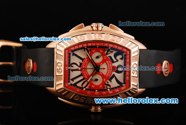 Franck Muller Conquistador F1 Singapore GP Chronograph Quartz Movement Rose Gold Case with Black Arabic Numerals and Rose Gold Bezel - Click Image to Close